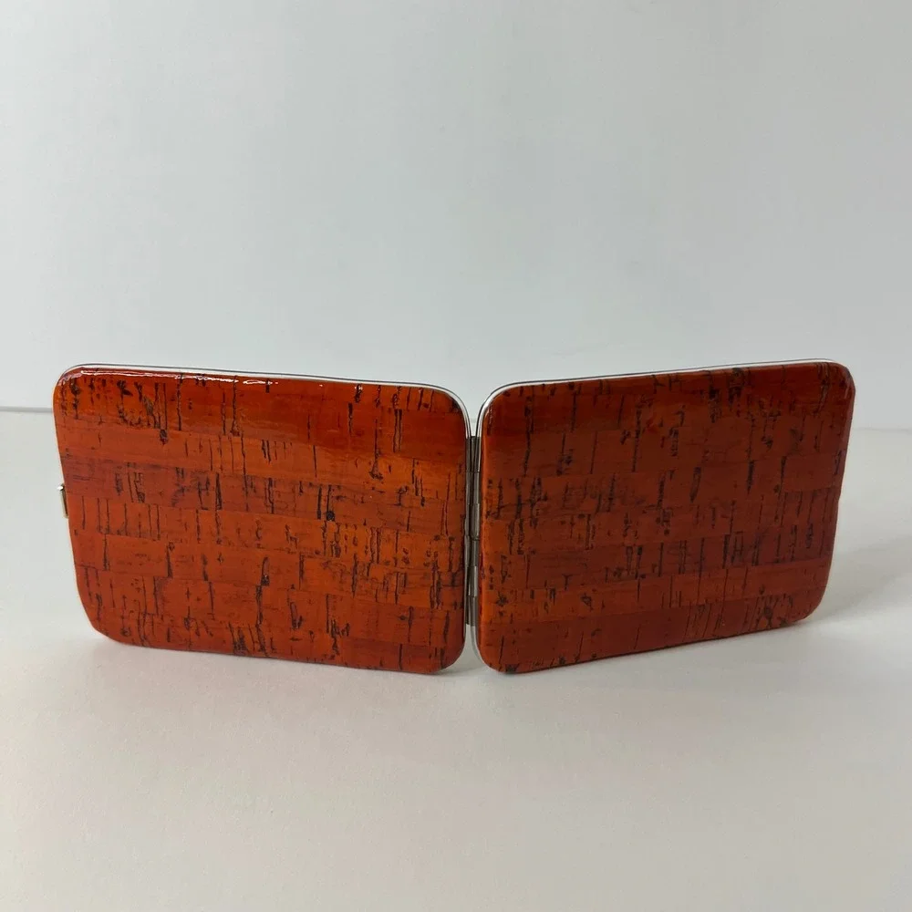 Mundi Embossed Cork Look Card Wallet Red Orange 3.5 x‎ 4.5